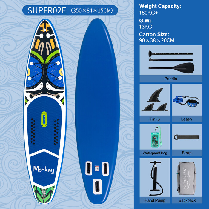 Nafukovací Surfování Paddle Board 11'6 Short Opičí modrá