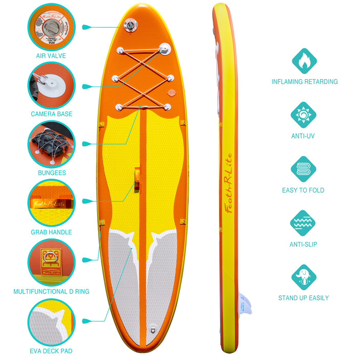 Nafukovací Surfing Paddle Board 11' – Pomerančový