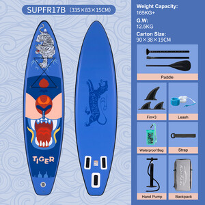 Nafukovací Surfing Paddle Board 11' - Tiger Blue